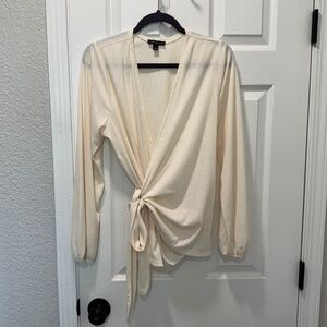 Lane Bryant Illusion Collection - Cream True-Wrap Knit Top - size 14/16 - NWOT